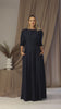 Complete design of Dark Blue Long Sleeve Linen Maxi Dress