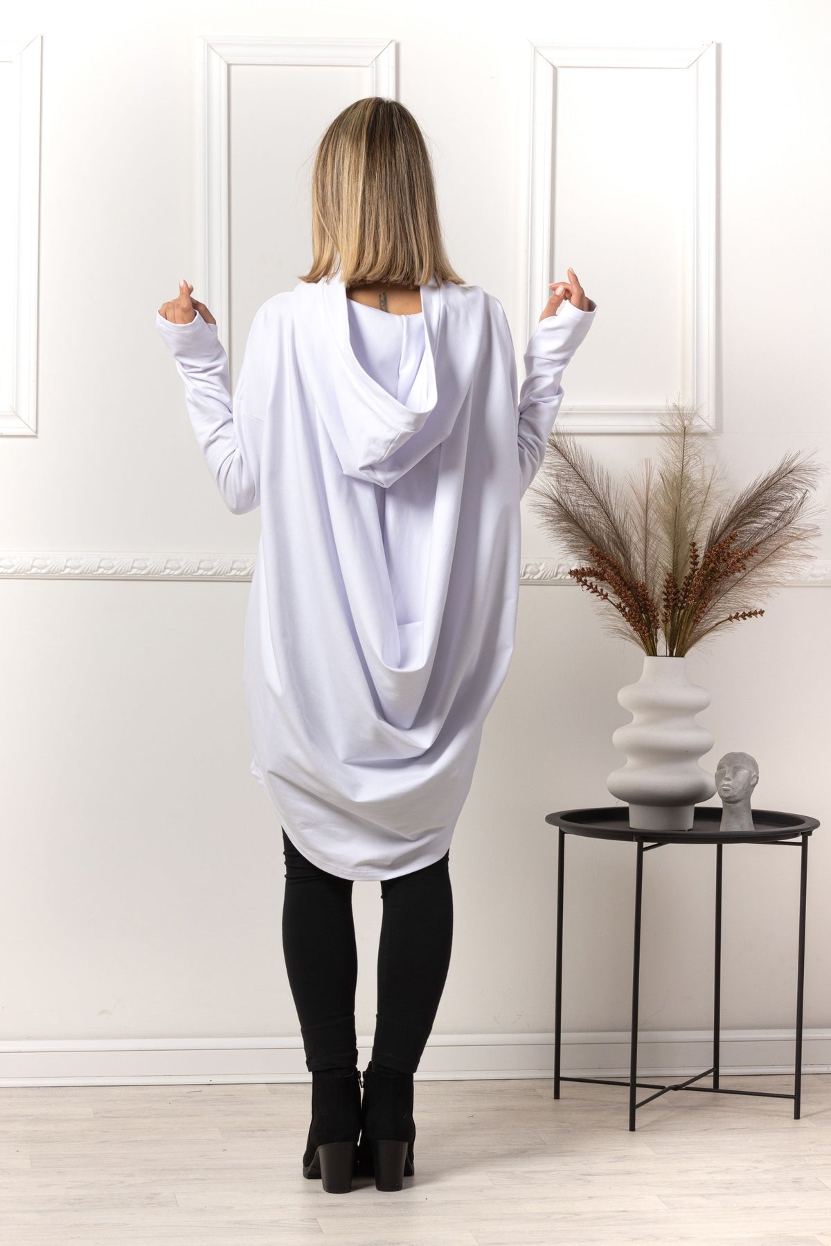 Back view of Relaxed-fit hoodie with thumb details